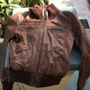Faux Leather Bomber Jacket